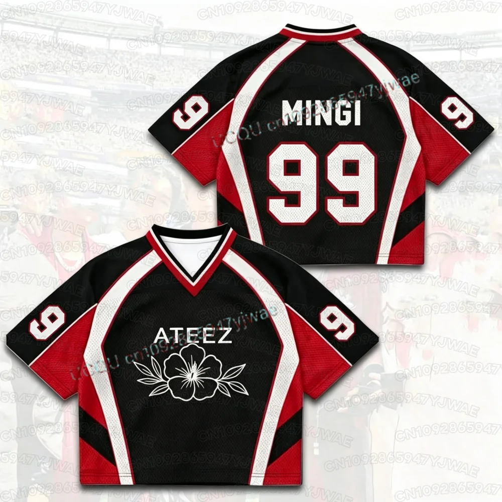 2026 Summer Women's Men's Girl Ateez 3D Print Graphic Kpop Fans Gifts V-neck Jersey Short Sleeve T-Shirt Tops