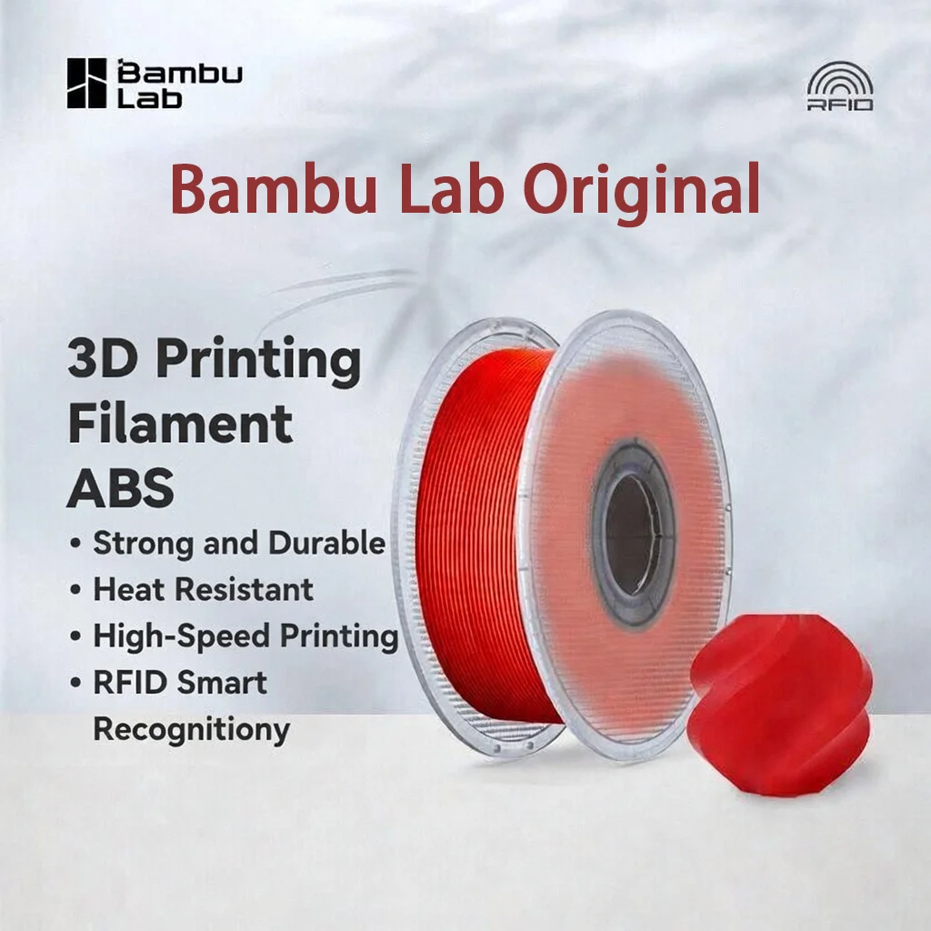 Bambu Lab Original ABS 3D Printer Filament 1kg High Toughness Heat Resistant RFID Auto Recognition DIY Printing Material