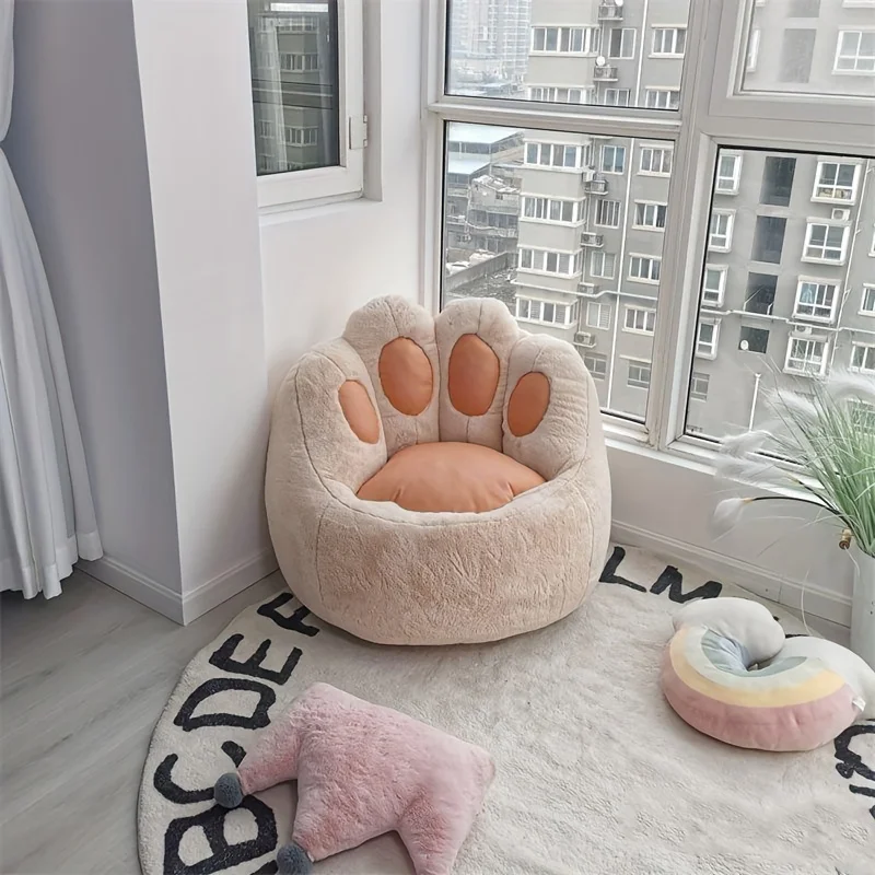 Super Cute Plush Cat Claw Lazy Sofa Bean Bag Cover Tatami Small Sofa Cover Kid Single Bedroom Balcony Chair Seat Cover No Filler