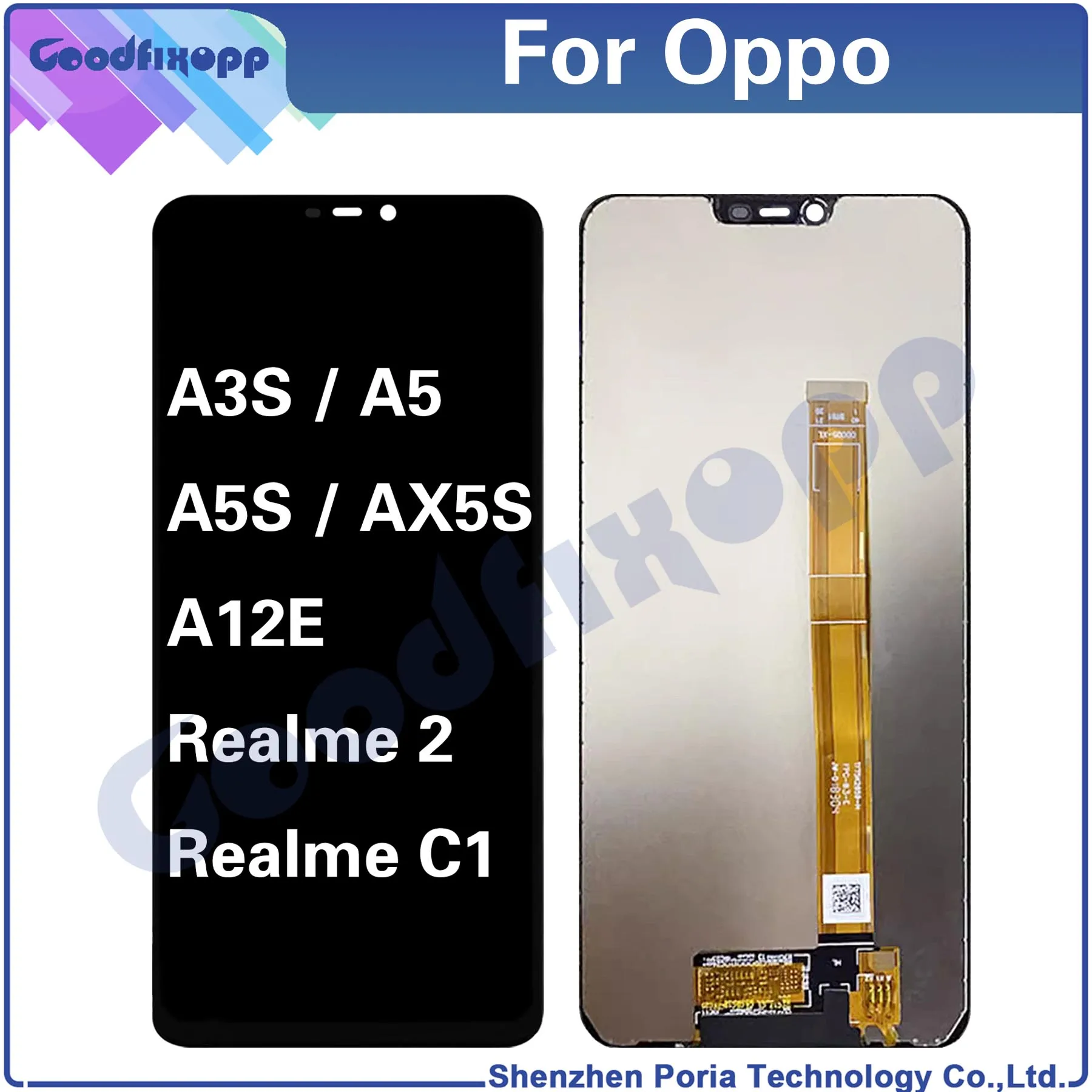 For Oppo A3S A5 A5S AX5S A12E / Realme 2 C1 LCD Display Touch Screen Digitizer Assembly Repair Parts Replacement