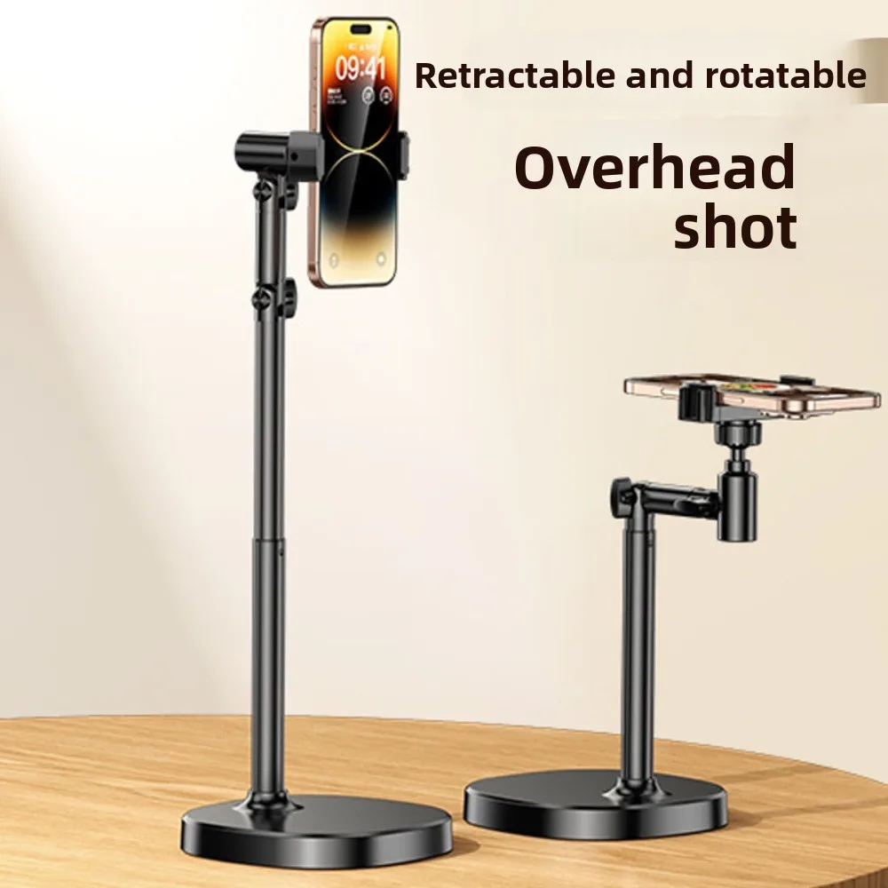 In hoogte verstelbare telescopische telefoonstandaard 360° °   Draaibare draagbare desktoptelefoonhouder Metalen universele mobiele telefoonbeugel