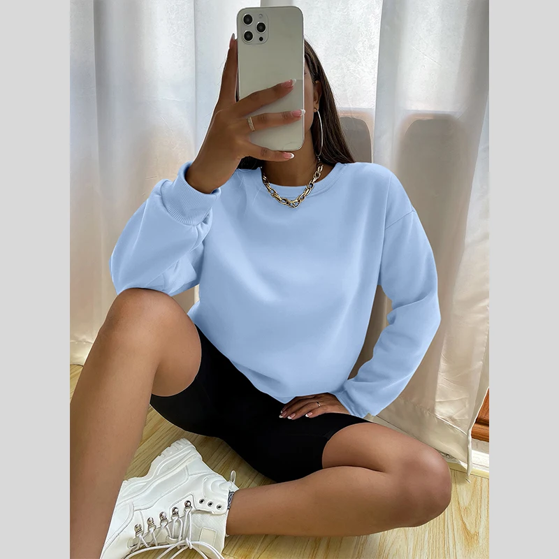 Female Tops Street Tide Cool Style Round Neck Long Sleeve Tops Temperament Loose Ladies Sweatshirt