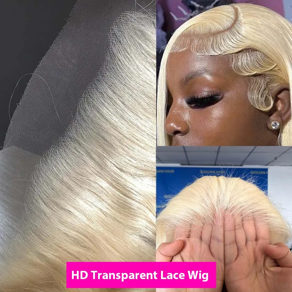 Hd transparent 613 blonde gerade 13x4 Spitze frontale Echthaar Perücken für Frauen brasilia nische Spitze vorne farbige Perücke vor gezupftes Haar