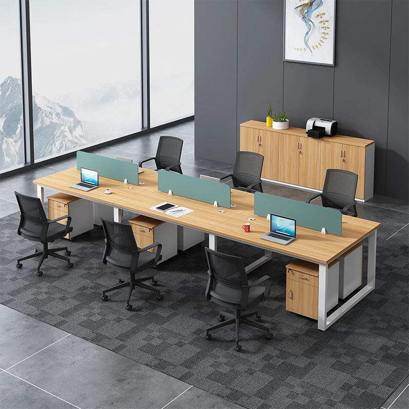 Shanghai staff desk is simple and modern, 6 four 4 people office area, screen workstation, staff face-to-face table and chair