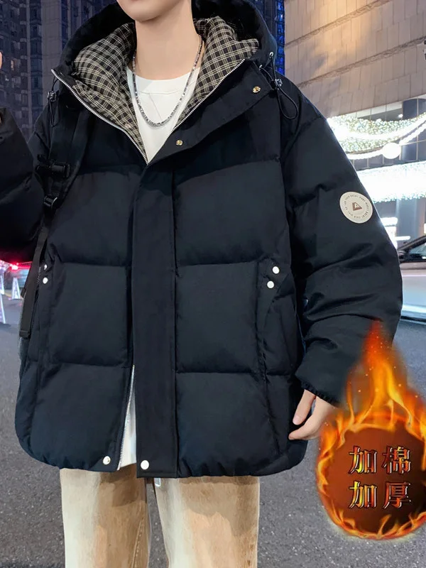 

Мужская утепленная хлопковая куртка с капюшоном на флисовой подкладке для осени и зимы, модная теплая уличная одежда с длинными рукавами на молнии