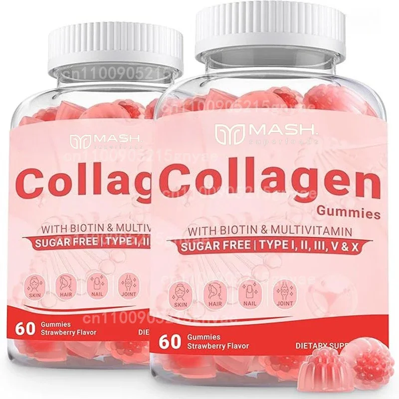 Hydrolyzed Collagen Gummies for Men and Women Contain Biotin, Zinc, Vitamin C, and E for Anti-aging Purposes