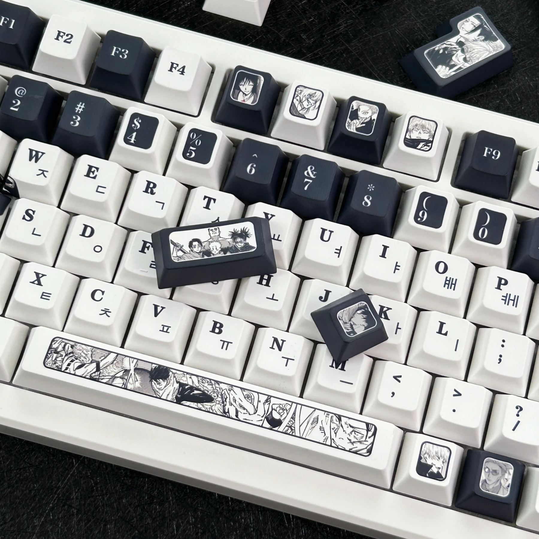 MAIMOOO Gojo Satoru Korean Keycap MOA/Cherry Profile PBT Jujutsu Kaisen Black White Anime Mechanical Keyboard Russian Keycaps