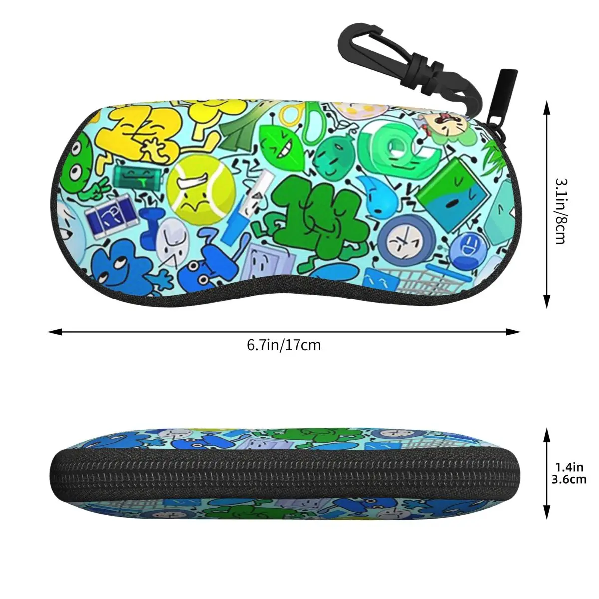 BFDI 全キャラクターシェルメガネケースプロテクターサングラスボックス女性男性ソフト眼鏡バッグポーチ