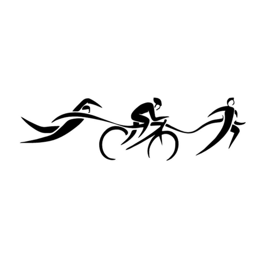 

17.5X5.1CM Triathlon Swimming Cycling Running Vinyl Decal, Sport Theme Sticker for SUV Bike Rack Water Bottle, Waterproof Decor