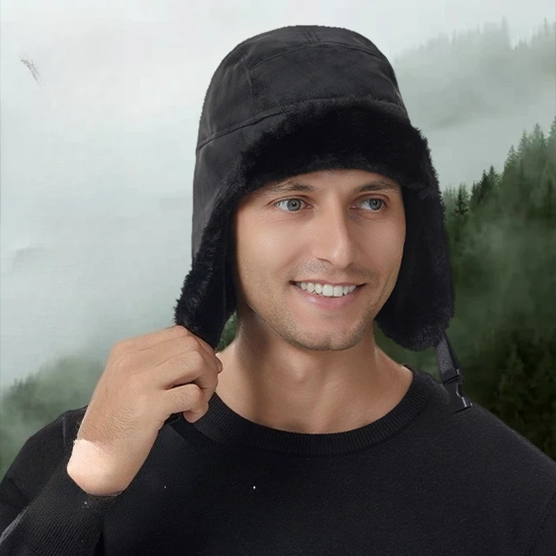

Winter Lei Feng hat for men skiing outdoor sports ear protection and windproof men leather warm waterproof cold hat