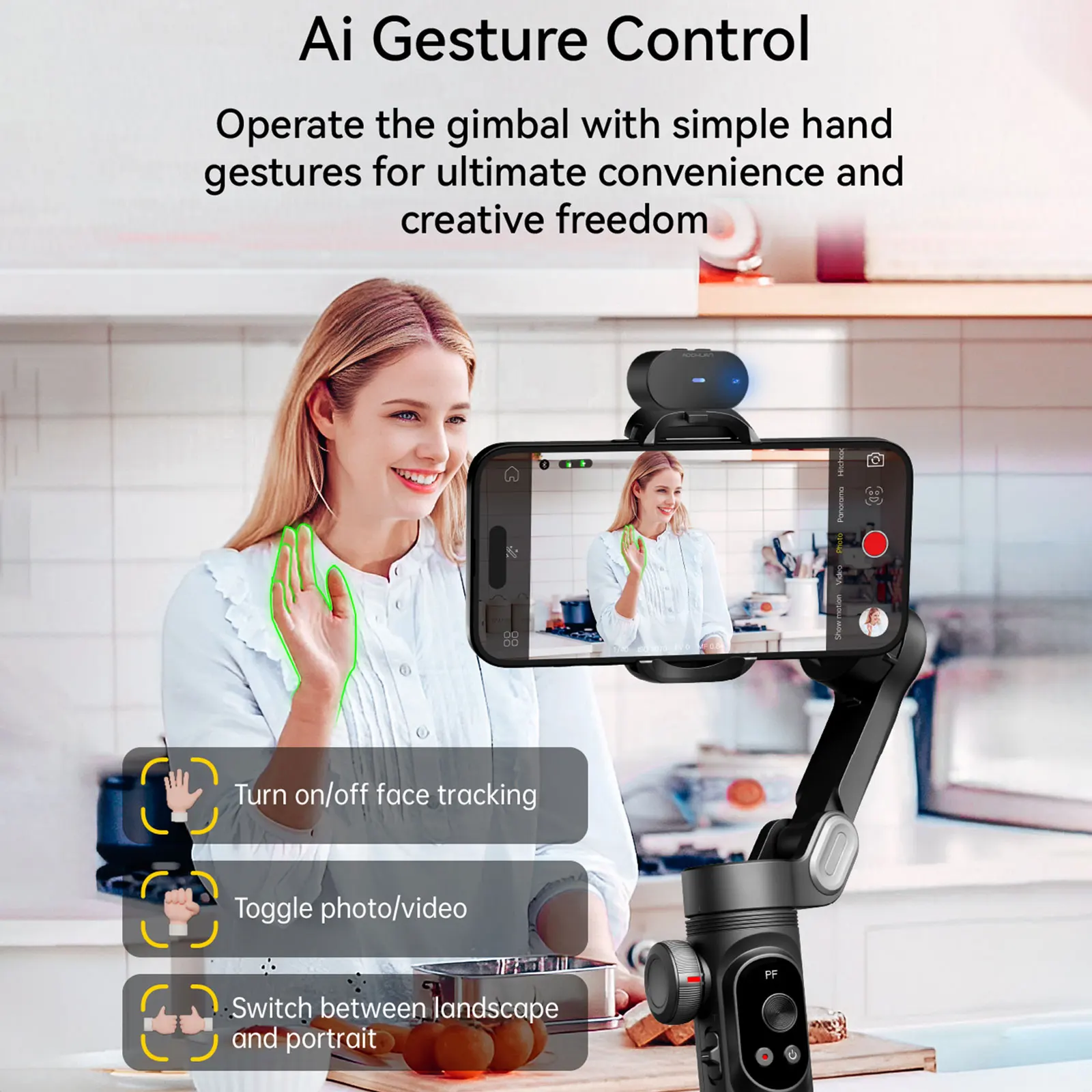 AOCHUAN Smart XPro Ai Smartphone 3 Axis Gimbal Stabilizer For iphone and Android phone video shooting Stabilizer face tracking