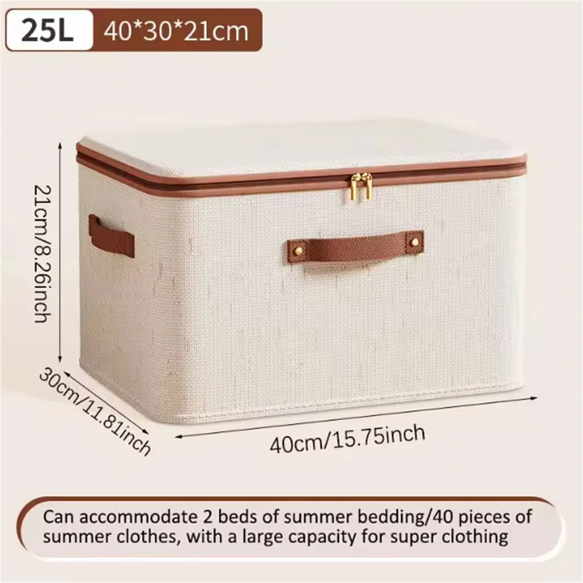 Große Aufbewahrungsbox für den Haushalt, robuste Hartschale aus Baumwolle und Leinen, Reißverschluss, Aufbewahrungsbox mit Deckel für Kleidung, Spielzeug, Decken ﻿ – Detail 12