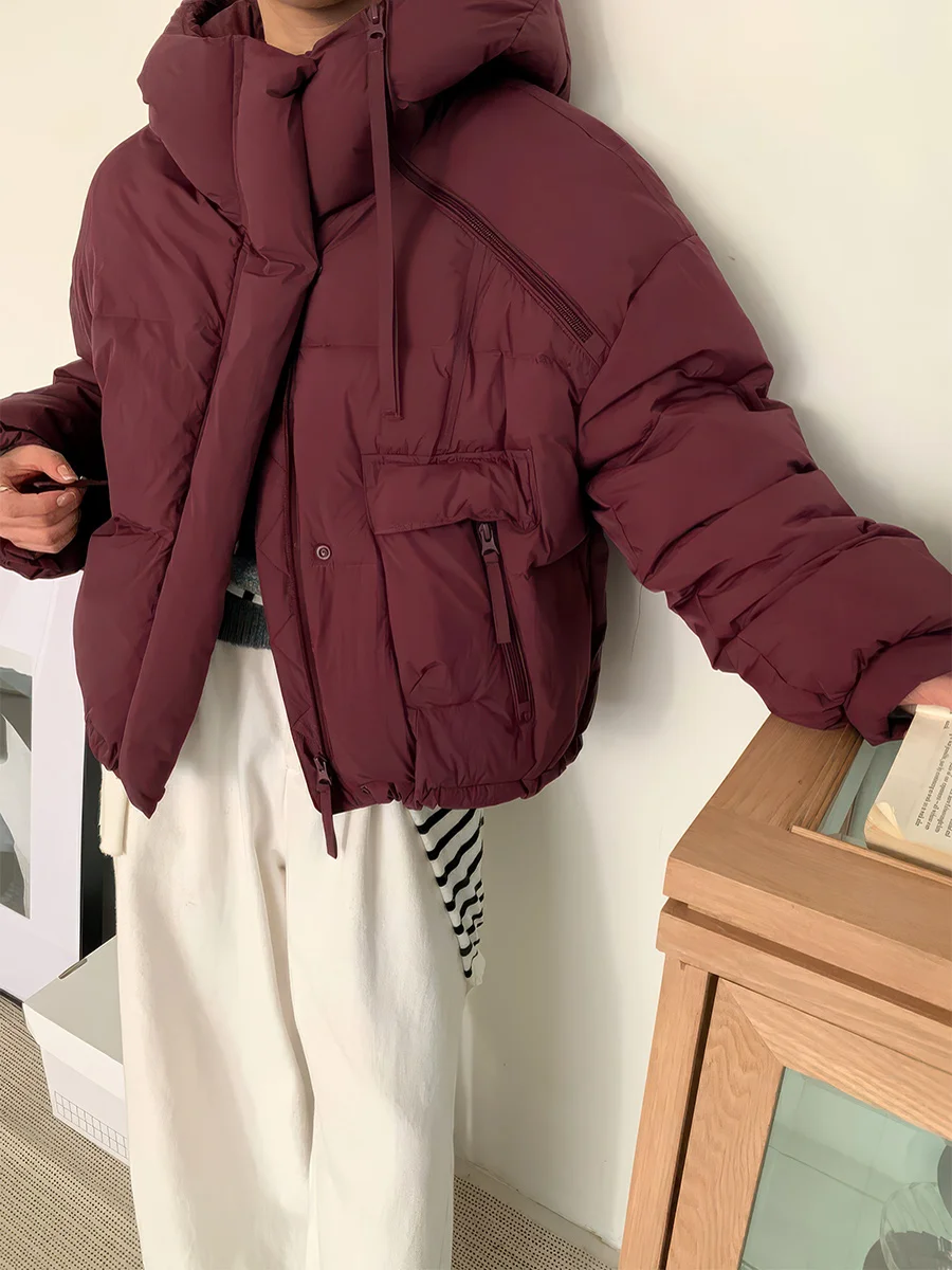 Abrigo cálido de invierno ortopé blanco Du down Jaet para mujer, sombrero de Color puro, diseño para ir al trabajo, resistencia al frío