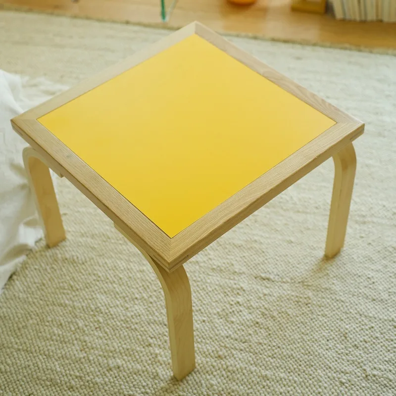 Medieval style coffee table side corner few Bauhaus foldable designer small square table creative solid wood ins style