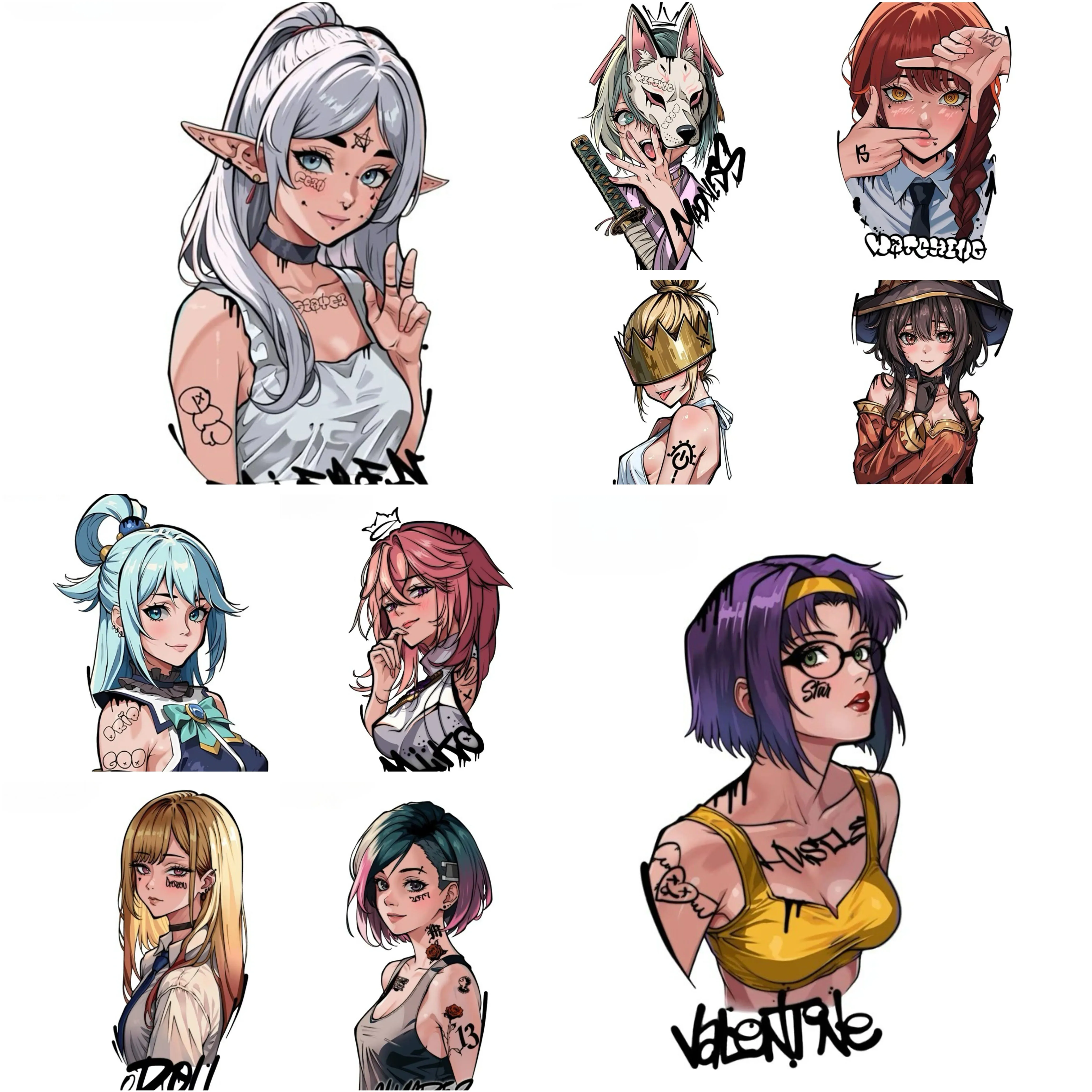 

Comics fashionable individualistic girls Car Stickers - Waterproof Vinyl Decals for Auto Motorcycle Helmet -Manga Art Decor