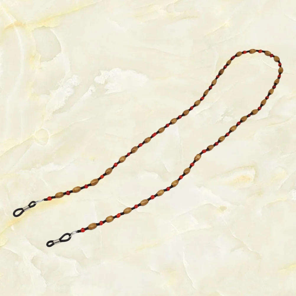 

Wood Bead Eyeglass Chain Neck Strap Adjustable Silicone Tips Stainless Steel Coil Eyeglasses Holder Sunglass Accessory