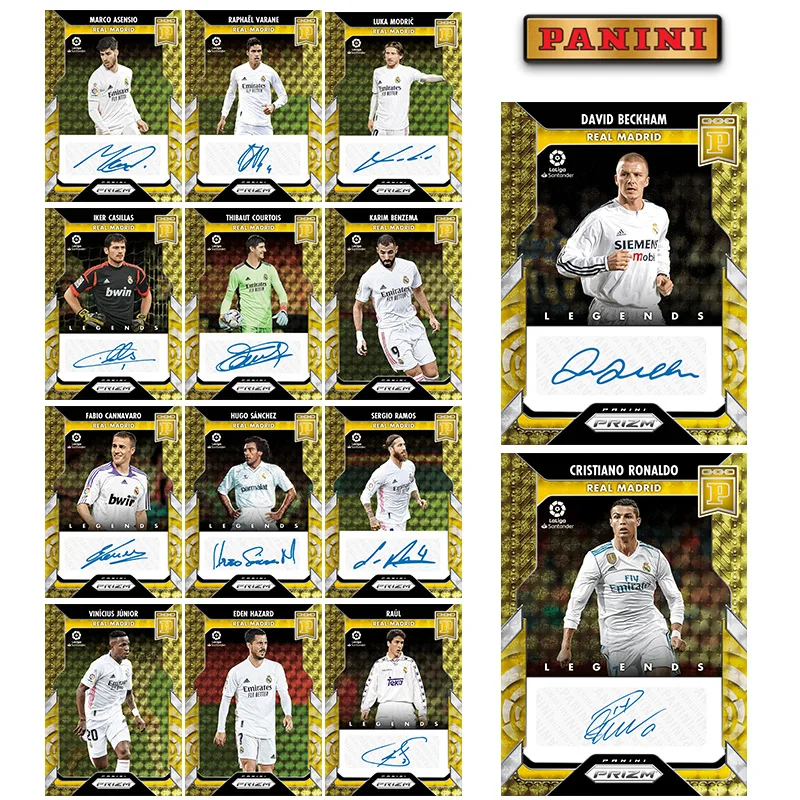 

Panini Prizm Laliga Legends Криштиану Роналду Бекхэм Benzema Modric Vinicius Real Madrid DIY Football Star Коллекционные карты Подарок