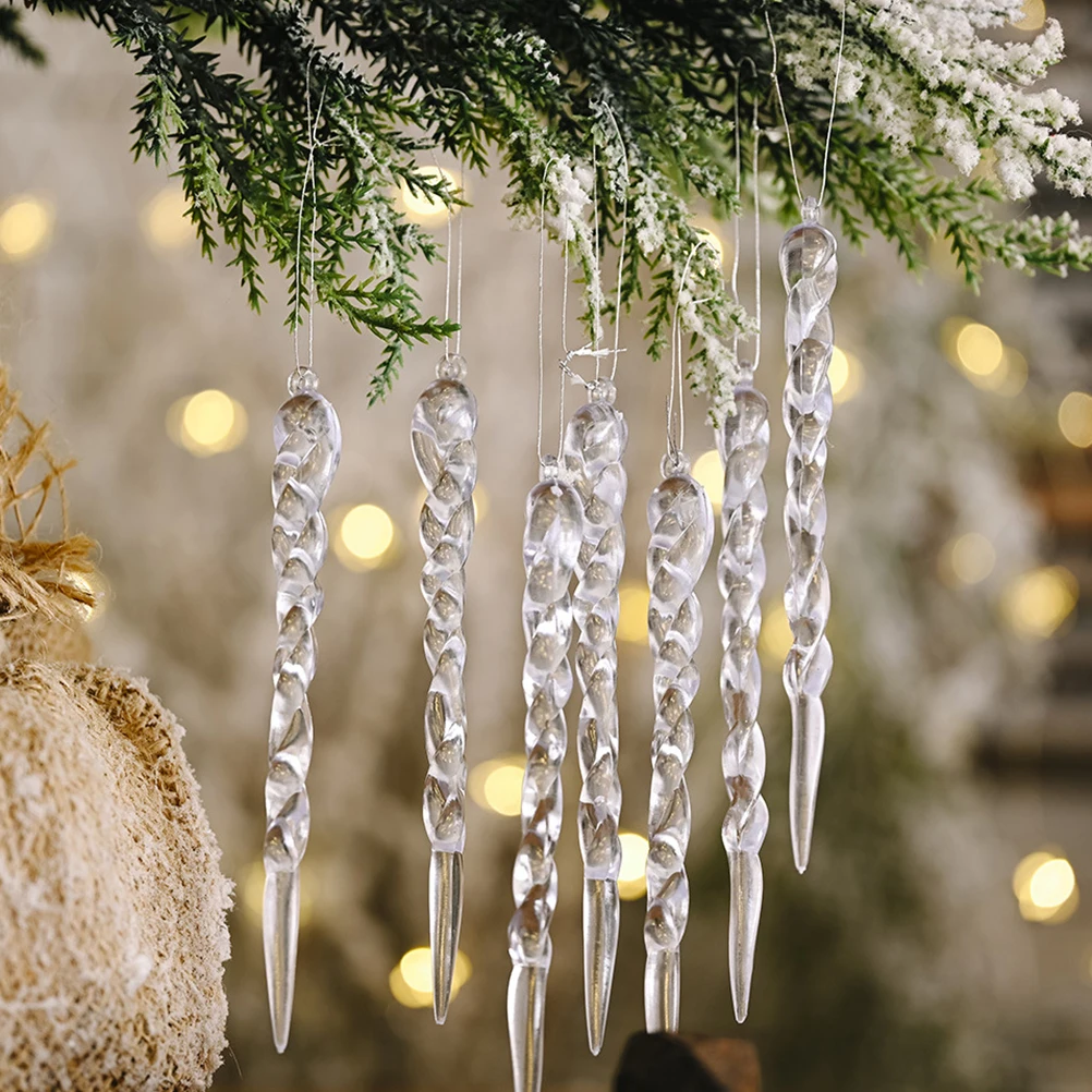 

24 Pcs Ice Bar Pendant Window Decoration Christmas Hanging Ornament Decorate Home Acrylic Icicles Xmas Fine