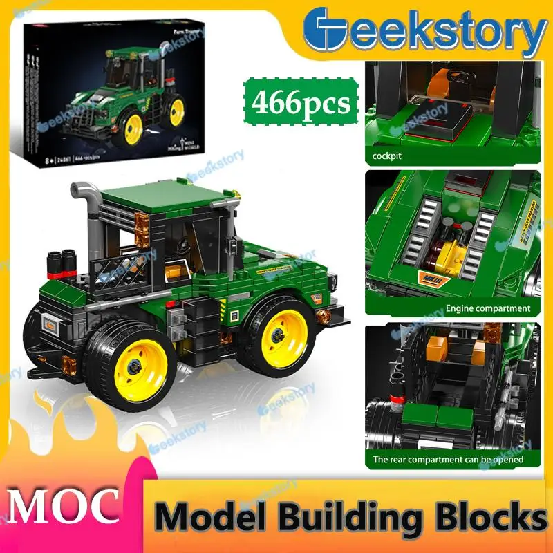 

Creative 466pcs Tractor MOC Building Blocks Set 24061 Farm Vehicle Assembled Collectible Ornament Model Bricks Boys Toys Gifts