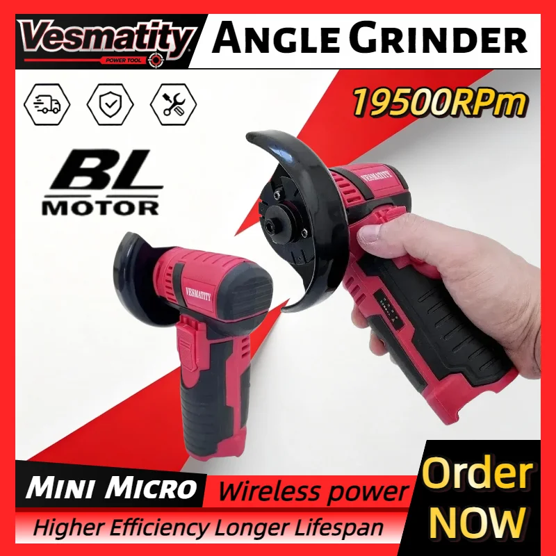 Mini Brushless Angle Grinder Wireless Diamond Cutting Power Tool, 19500RPM Polishing Grinding Machine Fit Milwaukee Battery