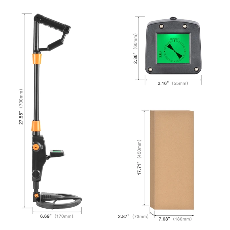 1 Set Gold  Treasure Hunter Detecting Pinpointer With Waterproof Search Coil MD1008A