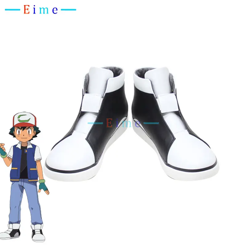 Buty Cosplay Ash Ketchum, buty ze skóry PU, akcesoria anime, rekwizyty do cosplayu z gier, buty na Halloween, karnawał, wykonane na zamówienie