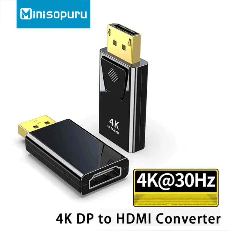 

Minisopuru DisplayPort To HDMI-Compatible Adapter 4K30Hz 1080P DP Male To Female HD TV HDMI-Compatible Video Audio for PC TV
