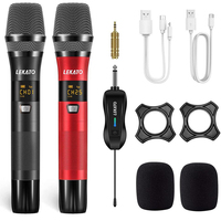 LEKATO Rechargeable Dual Wireless Microphone Cordless Metal Microphone Karaoke Singing Mic with 25 Channels for Karaoke Wedding