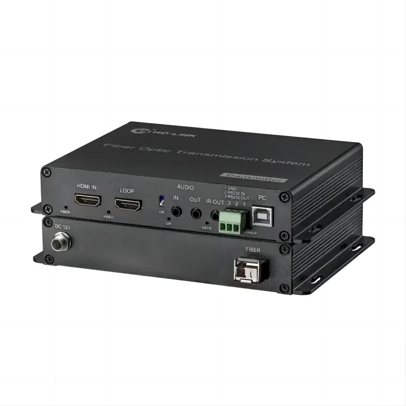 HDMI to Fiber Converter, 4K HDMI Video Optical Transceiver Over Single-Mode Fiber with External Stereo Audio and RS232