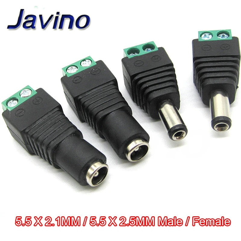 5PCS DC Connector 5.5mm x 2.1MM Jack Socket Male and Female LED Adapter For CCTV Power Convert LED Strip Light Connection 2.5MM