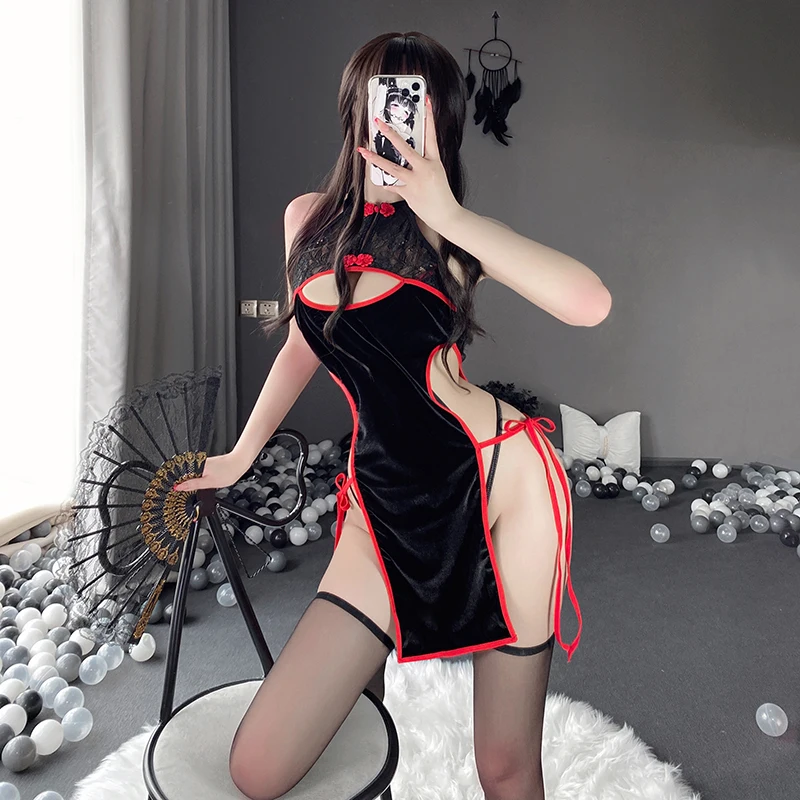 

Sexy Cosplay Costumes Charming Side Open Design Cheongsam Porno Outfit Japanese Anime Sexy Lingerie Backless Chirpaur for Women