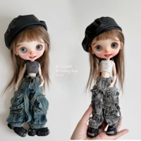 Blythe Doll Clothes Fashion workwear jeansand and dilapidated hole vest，bere for Blyth ob24 ob22 Azone Licca ICY JerryB 1/6 doll