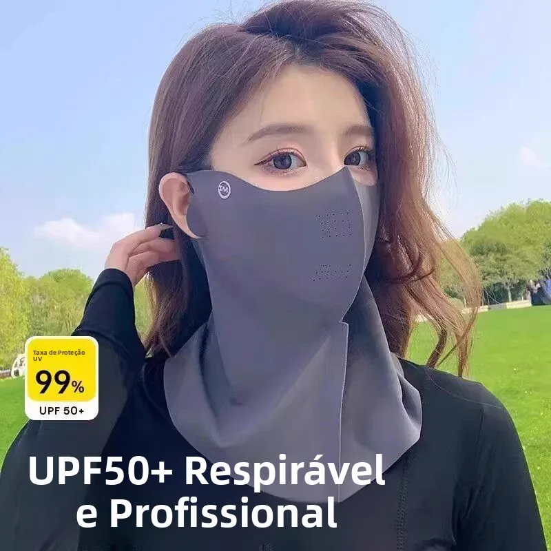 女性用日焼け止めフェイスマスク-通気性のあるuv保護-ネックカバー-アイスシルクマスク-運転-サイクリング-夏-アウトドア用