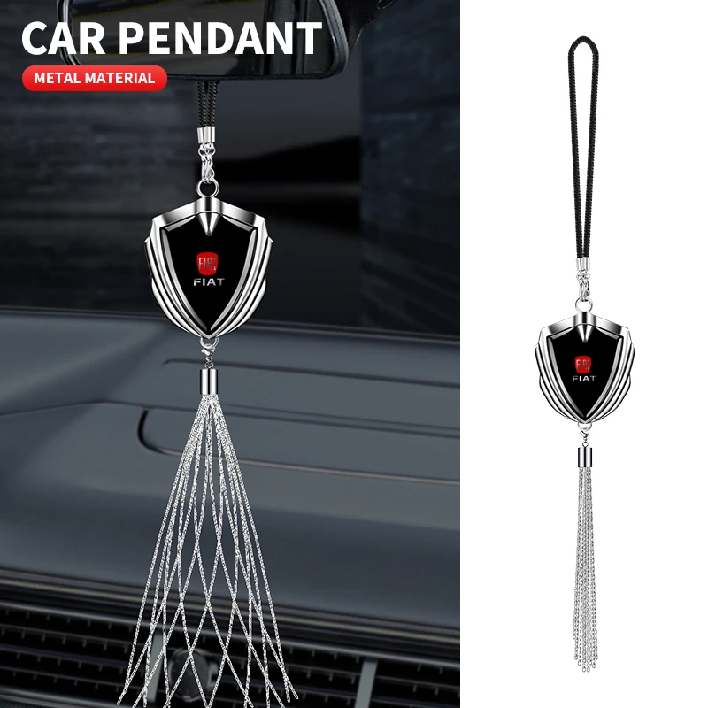 

Car Interior Rearview Mirror Pendant Metal Emblem Decoration Accessories for Fiat Stilo Bravo 500 Punto Panda Pondo Abarth Doblo