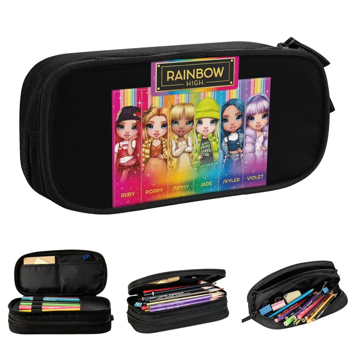 Rainbow High Pencil Cases Classic Pen Holder Bags Kids Big Capacity School Supplies Zipper Pencilcases