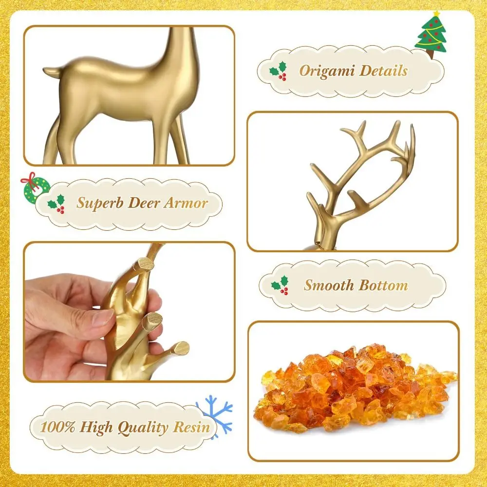 

2PCS New Resin Christmas Reindeer Figurines Miniature Figurine Sitting Standing Deer Deer Statue Home Bedroom