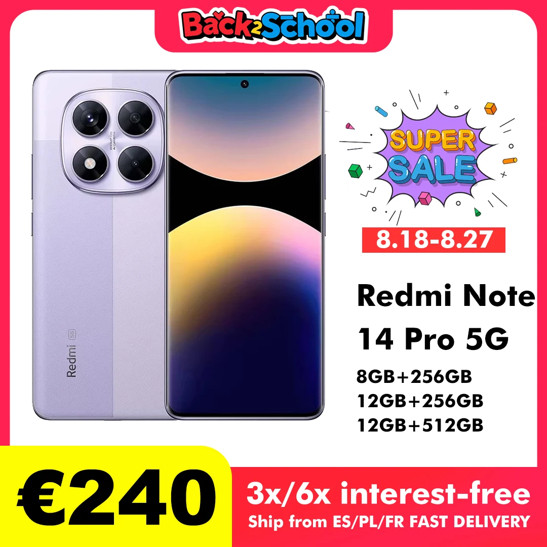Xiaomi-smartphone Redmi Note 14 Pro, 5G, 8GB/256GB, 12GB/256GB, 12GB/512GB, NFC, versión Global