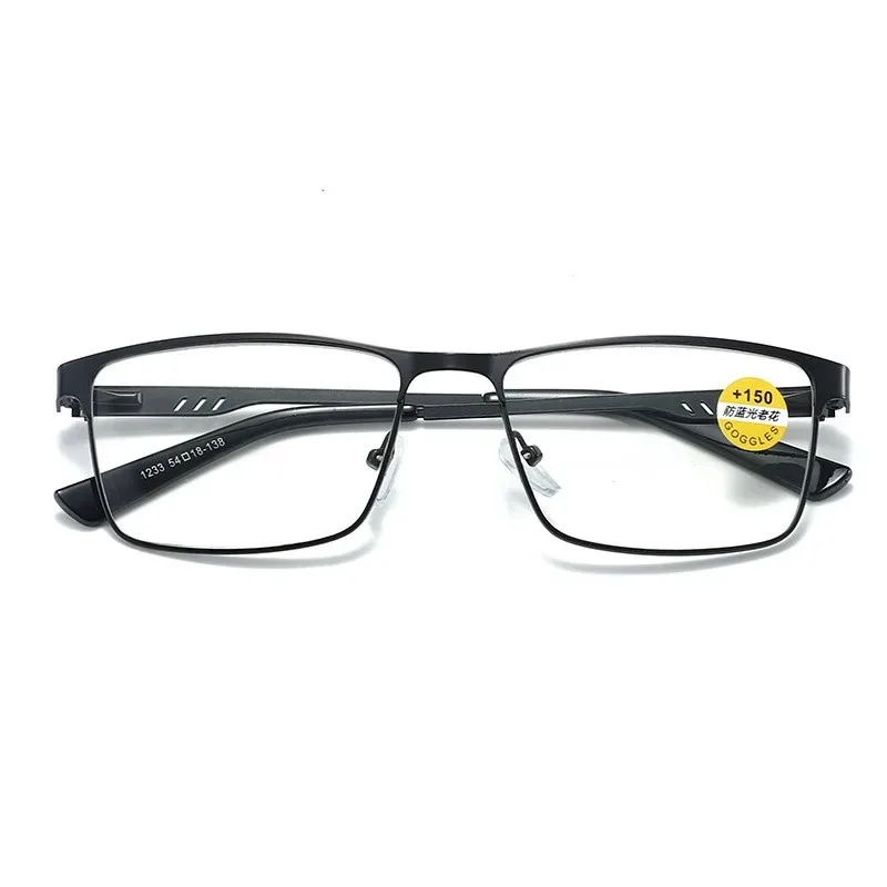 Fashion Reading Glasses For Men High Quality Blue Light BLocking Prescription Eyeglasses Frame With Spring Hinge +75+125+175+225
