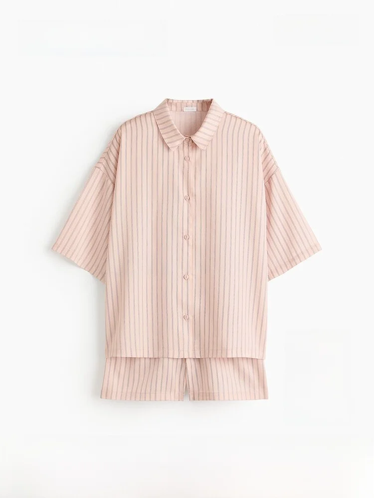H&M Home2026 Summer New Floral Print Silk Sleepwear Set Short Sleeve Home Comfortable Women's Sleepwear Lenzing Modal 100%