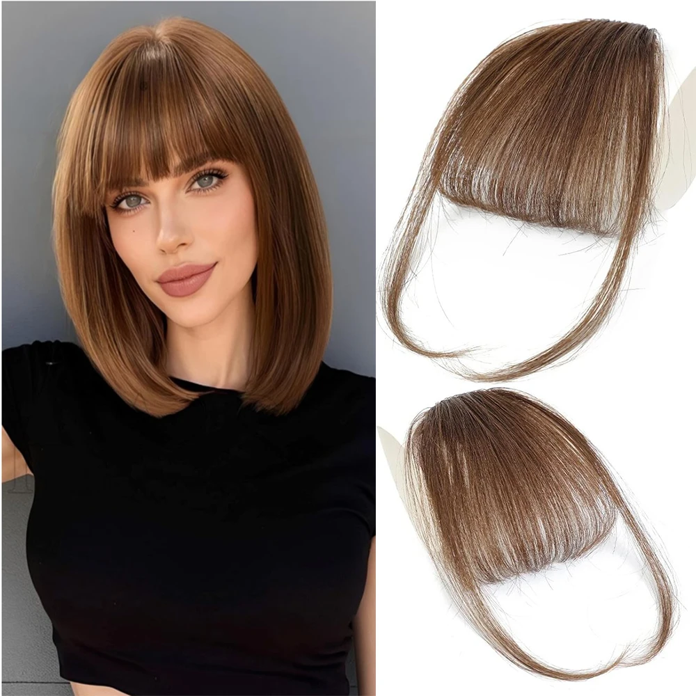 

Невидимая накладная челка-клипса 3D с прямым слоистым филиром из 100% натуральных человеческих волос для придания объема, для женщин, естественный вид