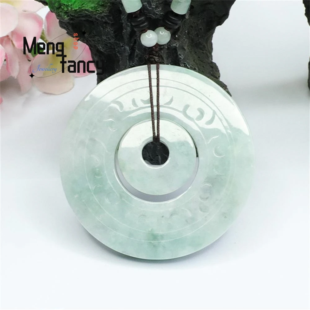 

Natural Myanmar A-goods Jadeite Son Mother Button Exquisite Elegant Simple High-grade Pendant Antique Peace Button Holiday Gifts