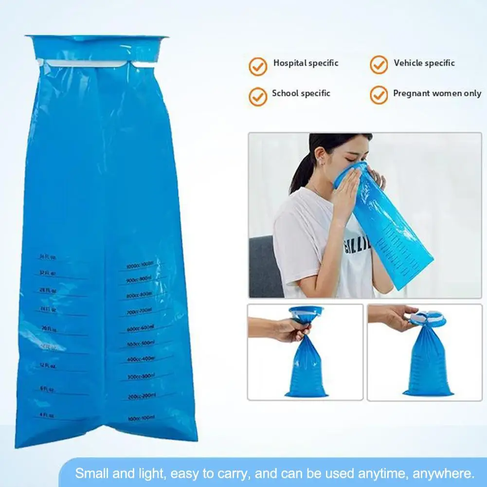 Bolsas para vomitar de 1000ml, bolsas desechables para Barf, bolsas para Nausea Puke para viajes, avión, mareo, coche, avión, autobús, niños embarazadas ﻿