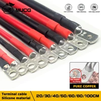 Cable de silicona suave para batería de coche con terminal M6 M8 M10 Rojo Negro 1 2 4 6 8 10 AWG Cables eléctricos para inversor de panel solar automático UPS