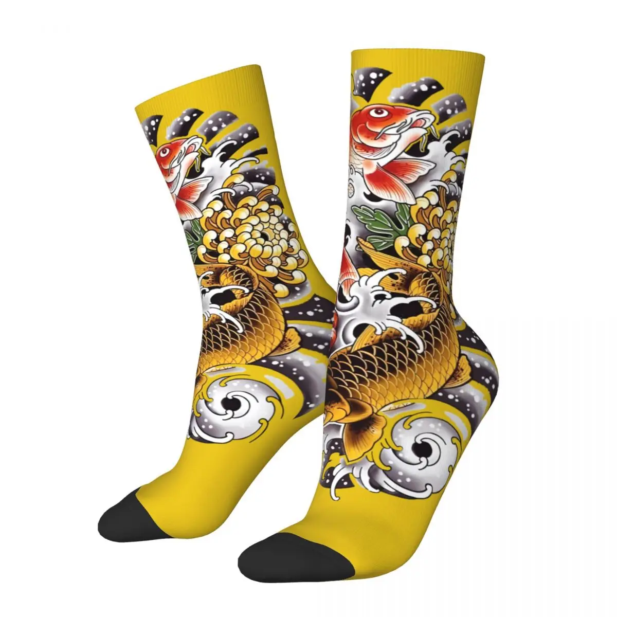 3D printing cosy Unisex Socks,Cycling Lucky Charm Koi Fish Interesting Four Seasons Socks