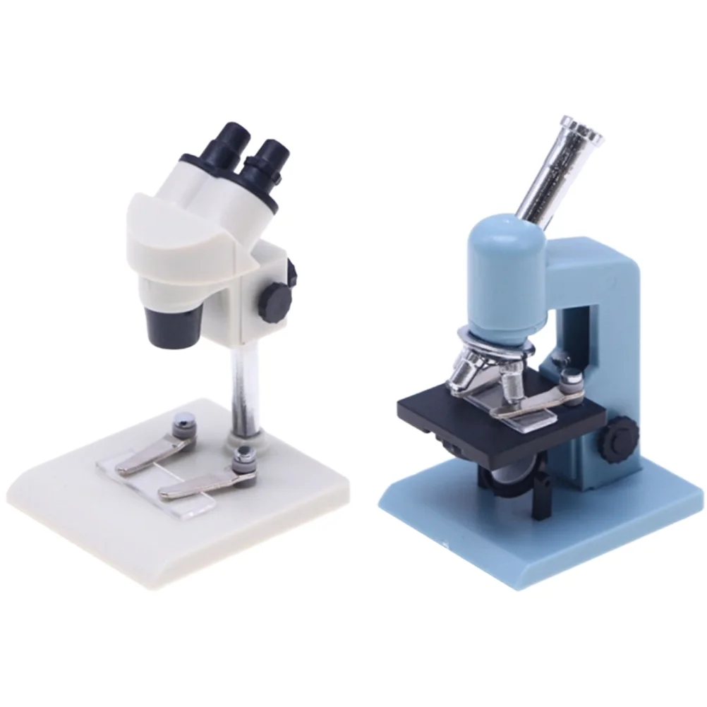 

2 Pcs Dollhouse Microscope Toys Fun Childrens Accessories Miniatures Plastic Microscopes