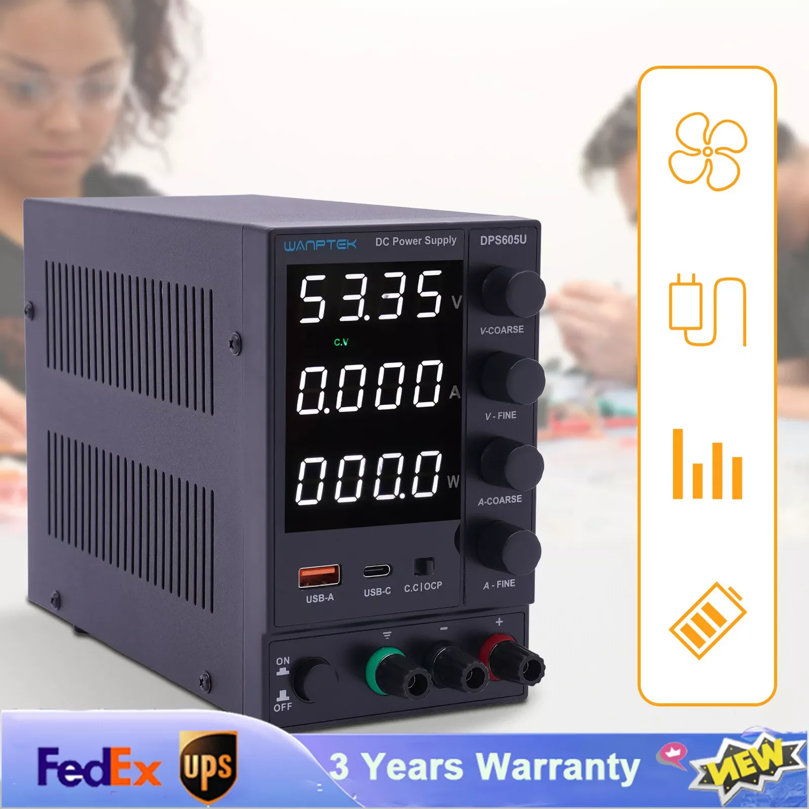 60V 5A Wanptek Lab Variable Adjustable Switching Regulated DC Bench Power Supply Adjustable Switching Regulated 4 Digits