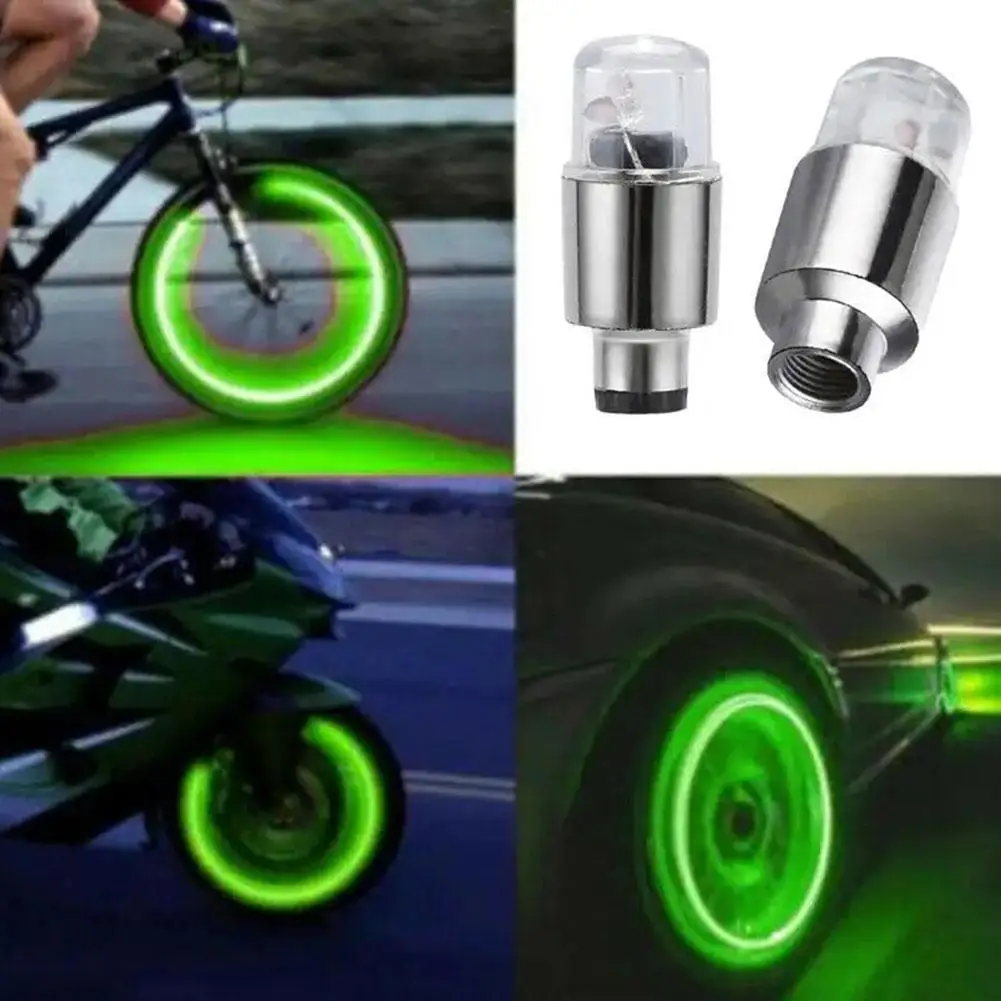 2pcs Wheel Lights Luminous Tire Motorcycle Bike Wheel Tire Valve Cover Universal Led Waterproof Car Accessories Wheel Light