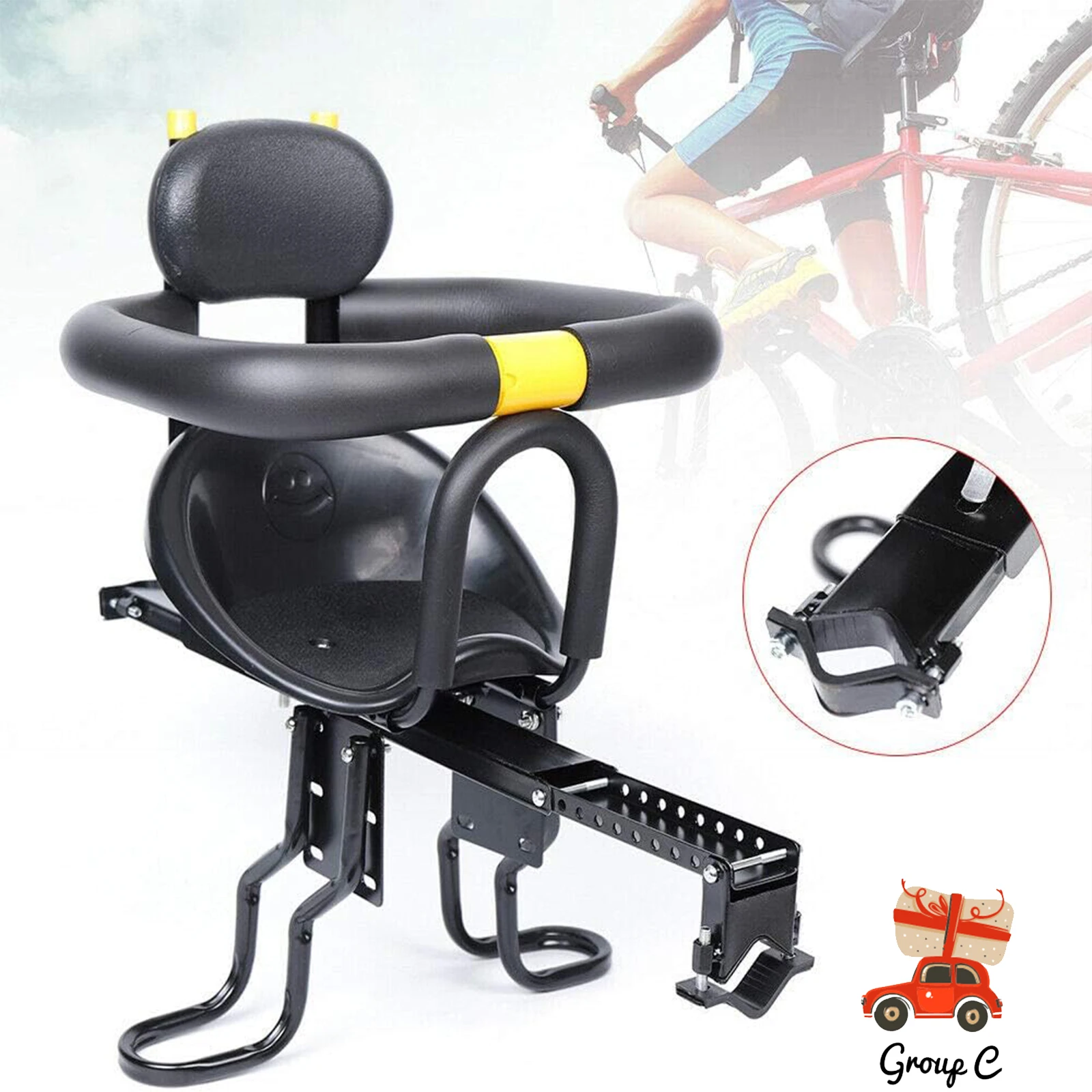 Kids Bike Seat Portable Retractable Foldable Front Mounted Child Bike Seat Bike Attachment Suitable for All Types of Bicycles