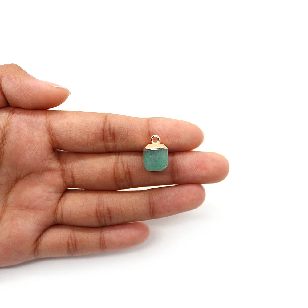 مكعب السحر 10*15 مللي متر الأخضر افينتورين روز كوارتز الحجر الطبيعي قلادة 2 قطعة مناسبة DIY بها بنفسك صنع قلادة القرط مجوهرات