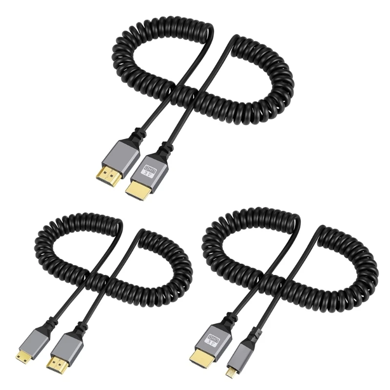 HDMI-compatible 4K Coiled Cable, HDMI-compatible 2.0 Version High Speed Cable, Male to Male Adapter Spring Spiral Drop Shipping